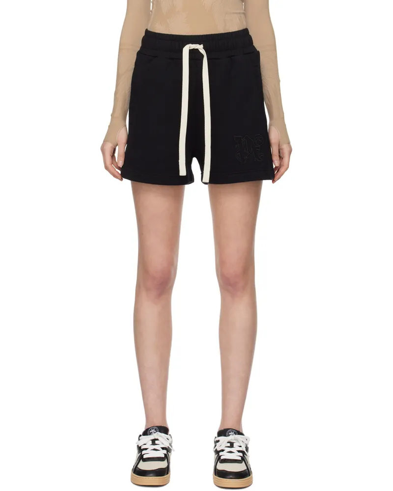 Palm Angels Black Monogram Shorts Black