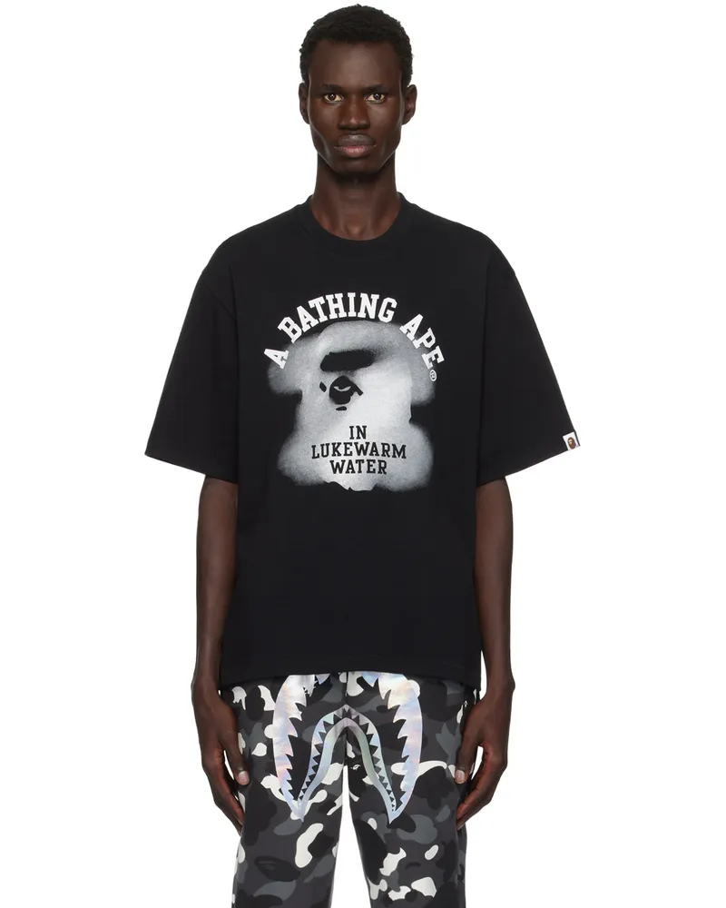 BAPE Black Water Print College Logo Relaxed Fit T-shirt Black