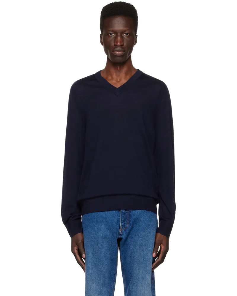 Paul Smith Navy V-Neck Sweater Blue