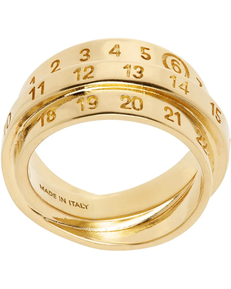 Maison Margiela Gold Triple Logo Numeric Signature Ring 954