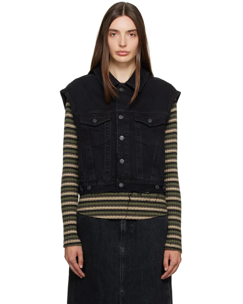 AGOLDE Black Charli Denim Vest Jagged