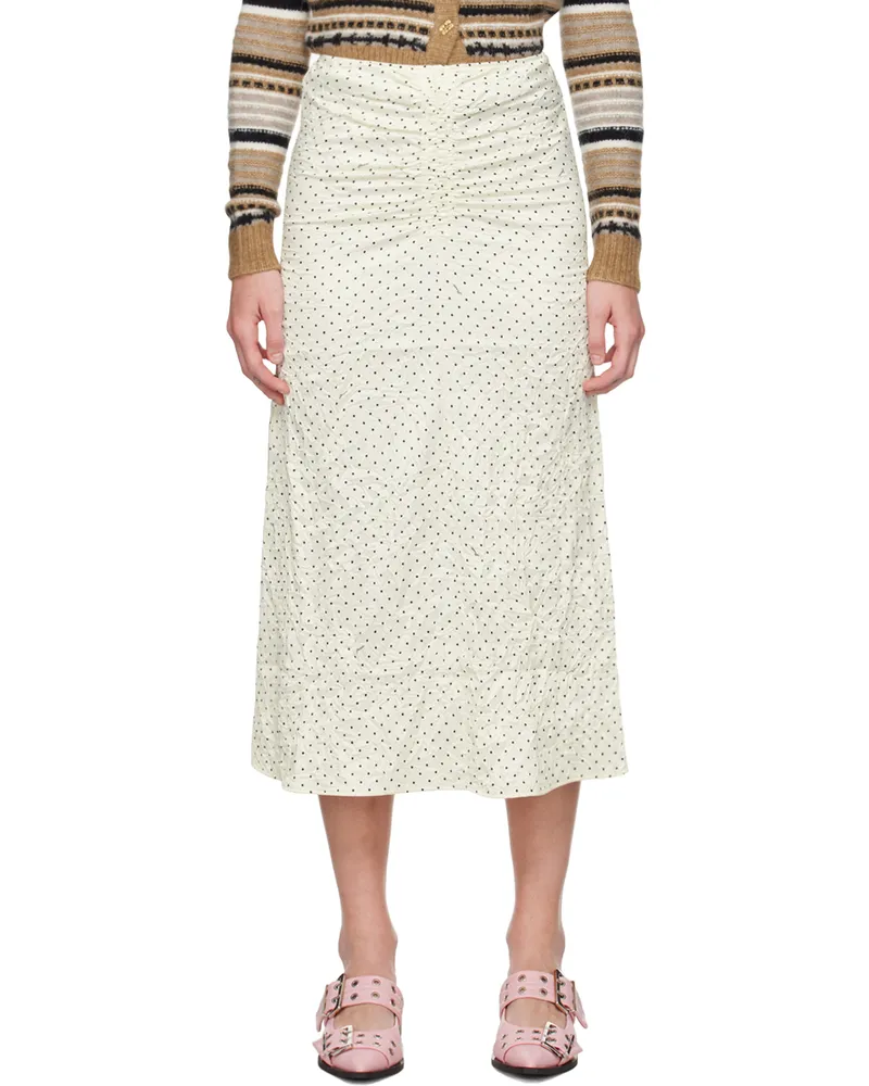 Ganni White Polka Dot Midi Skirt 135