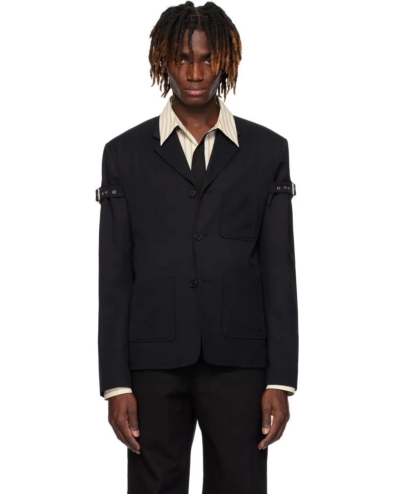 WE 11 DONE Navy Belted Blazer Navy