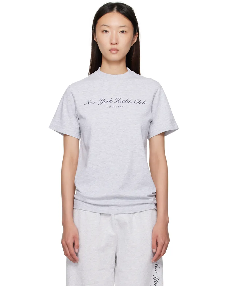 SPORTY & RICH Gray 'NY Health Club' T-shirt 19