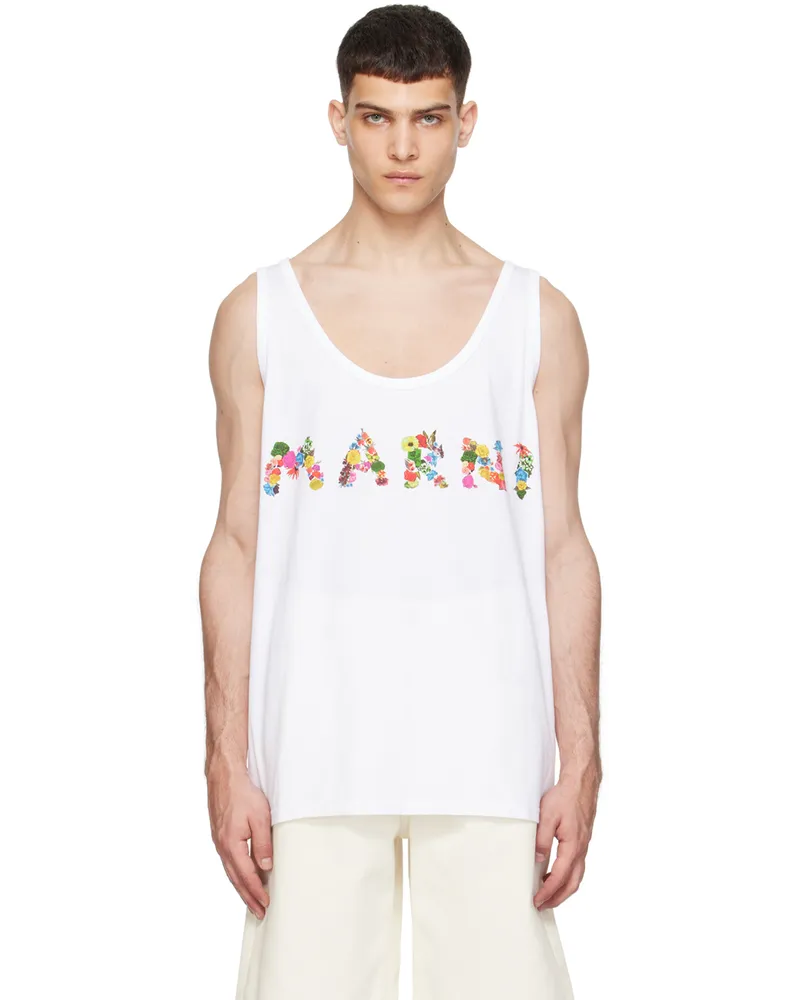 Marni White Printed Tank Top Cbwlily