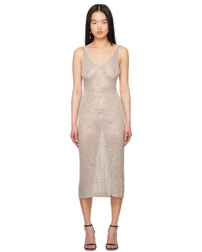 Christopher Esber Beige Cristalla Midi Dress Natural