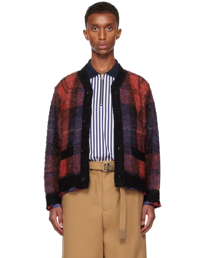 Sacai SSENSE Exclusive Red Check Cardigan 751