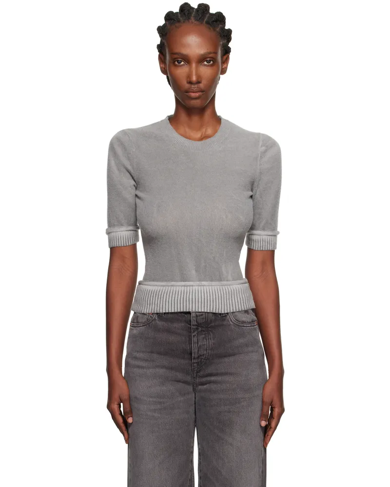 Our Legacy Gray Dual Short Sleeve Sweater Grey