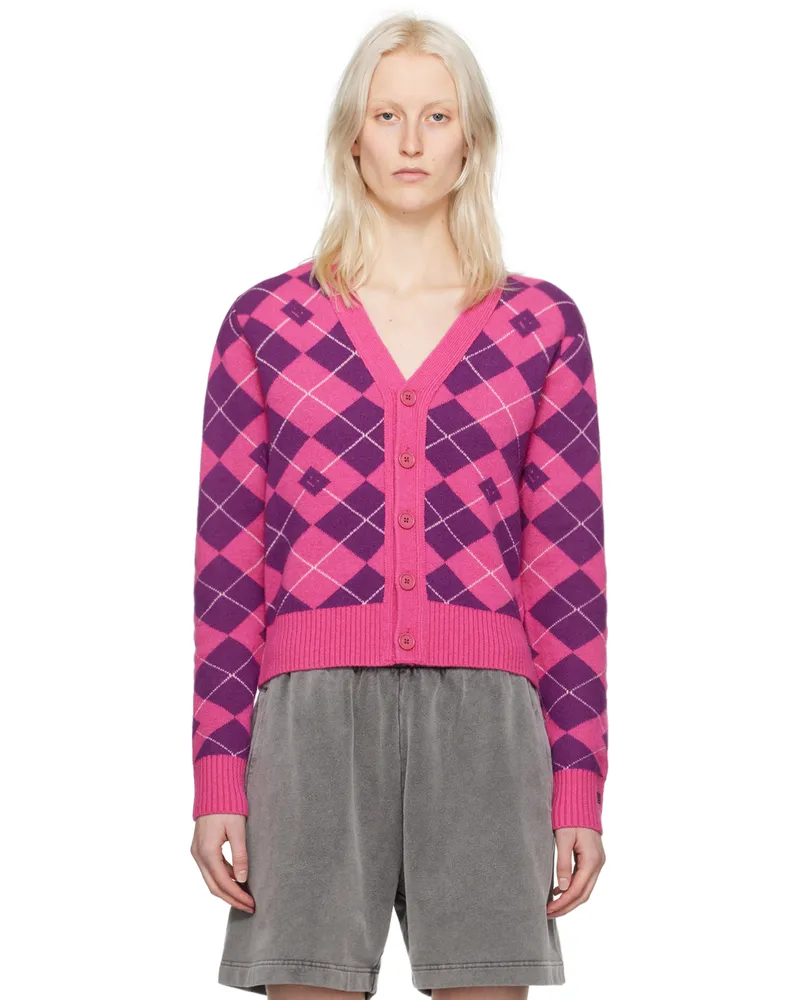 Acne Studios Pink & Purple Argyle Cardigan Dkc