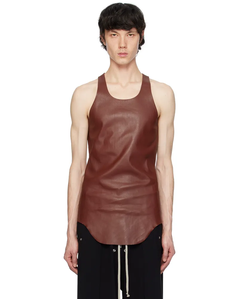 Rick Owens Brown Scoop Neck Tank Top 73