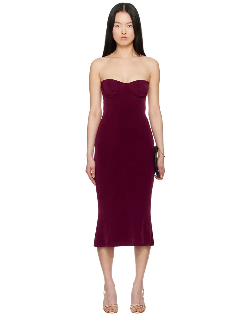 Mirror Palais Burgundy Strapless Supermodel Midi Dress Sangre