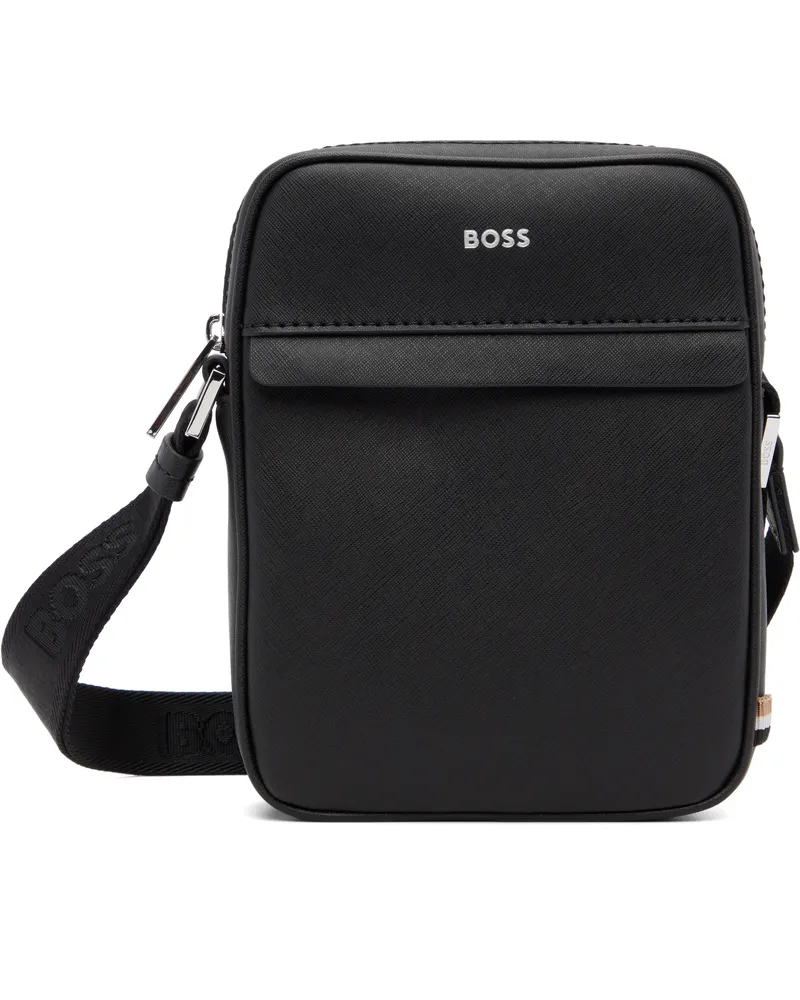 HUGO BOSS Black Signature Stripe Logo Detail Reporter Bag 001-black