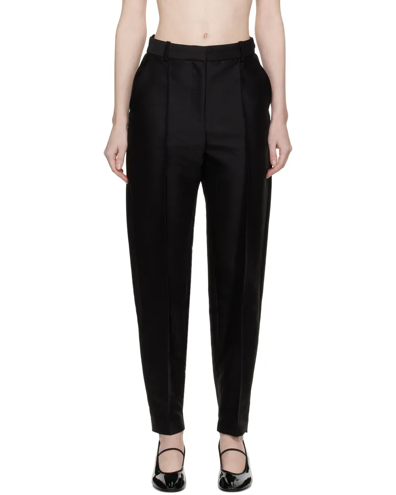 Totême Black Sewn Pleat Trousers 200