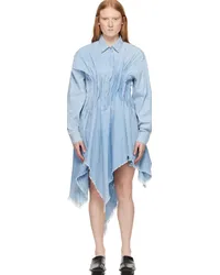 Marques ' Almeida Blue Pleated Denim Midi Dress Light