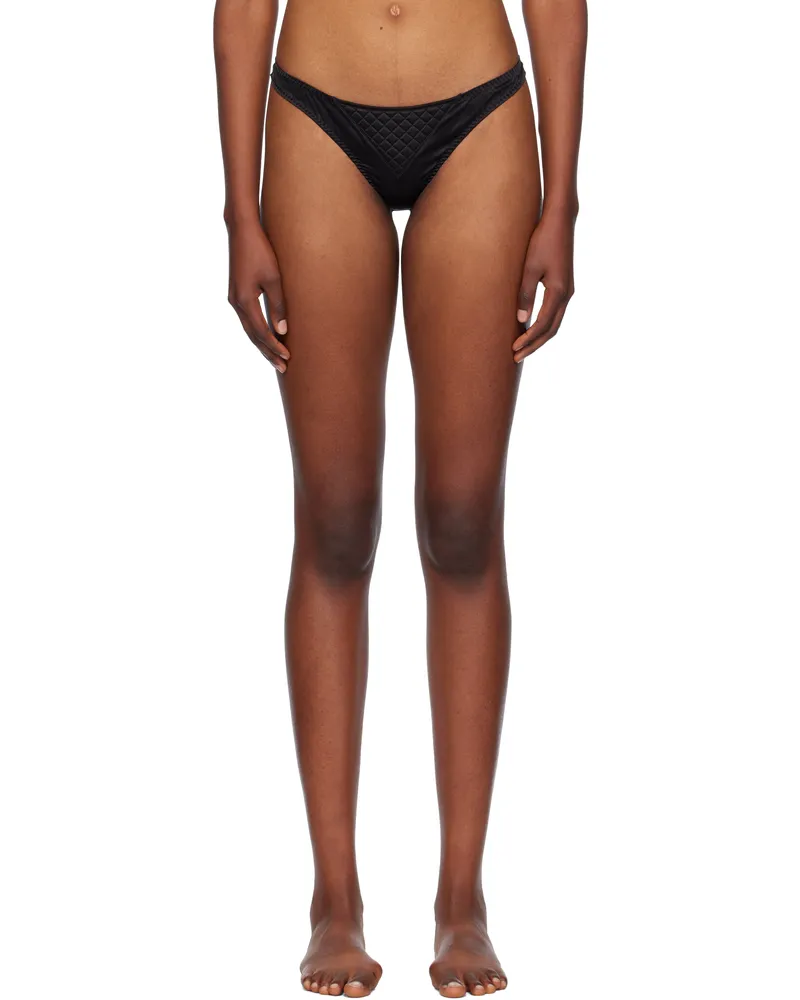 Fleur Du Mal Black Quilted Luxe Thong 0100