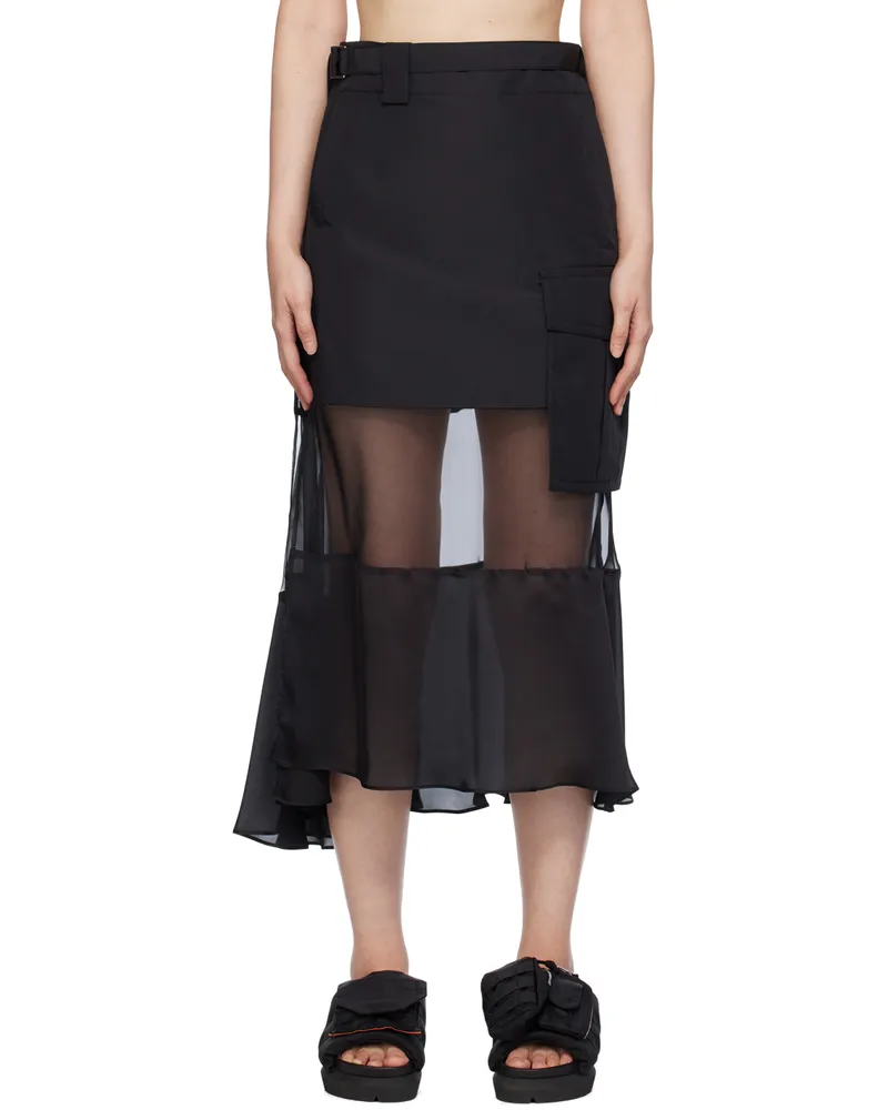 Sacai Black Combo Midi Skirt 001