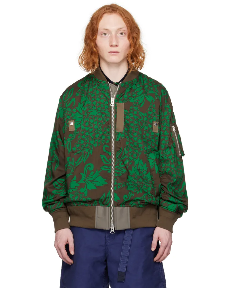 Sacai Brown & Green Floral Bomber Jacket 551