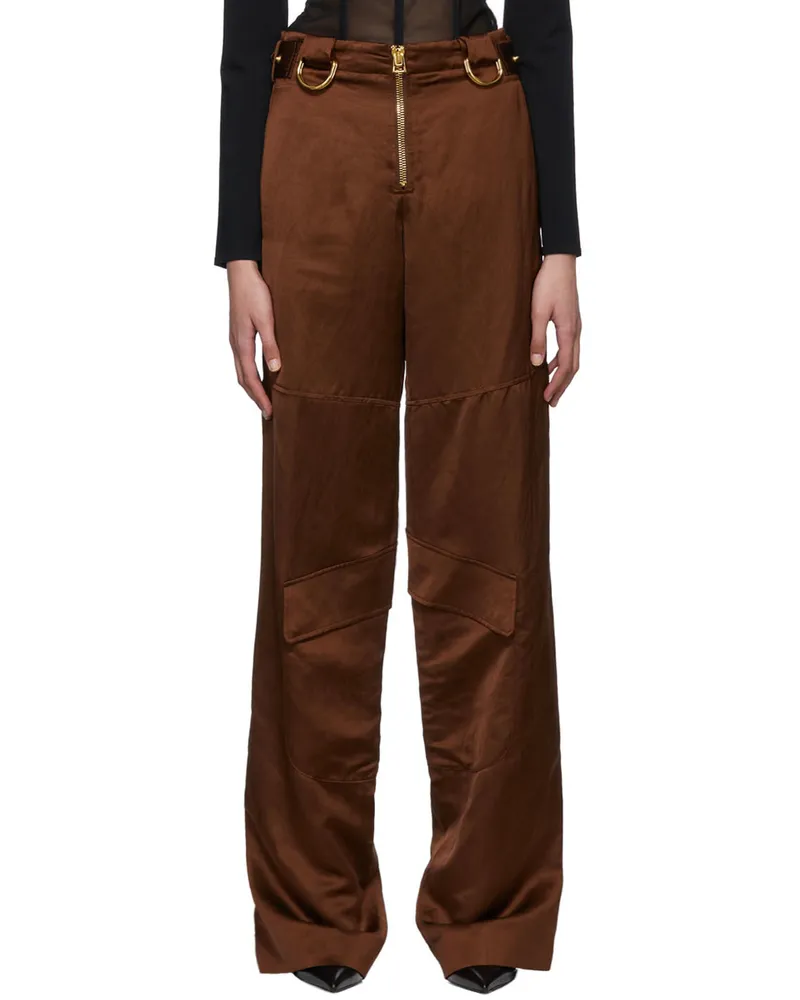 Tom Ford Brown Satin Cargo Pants Kb520