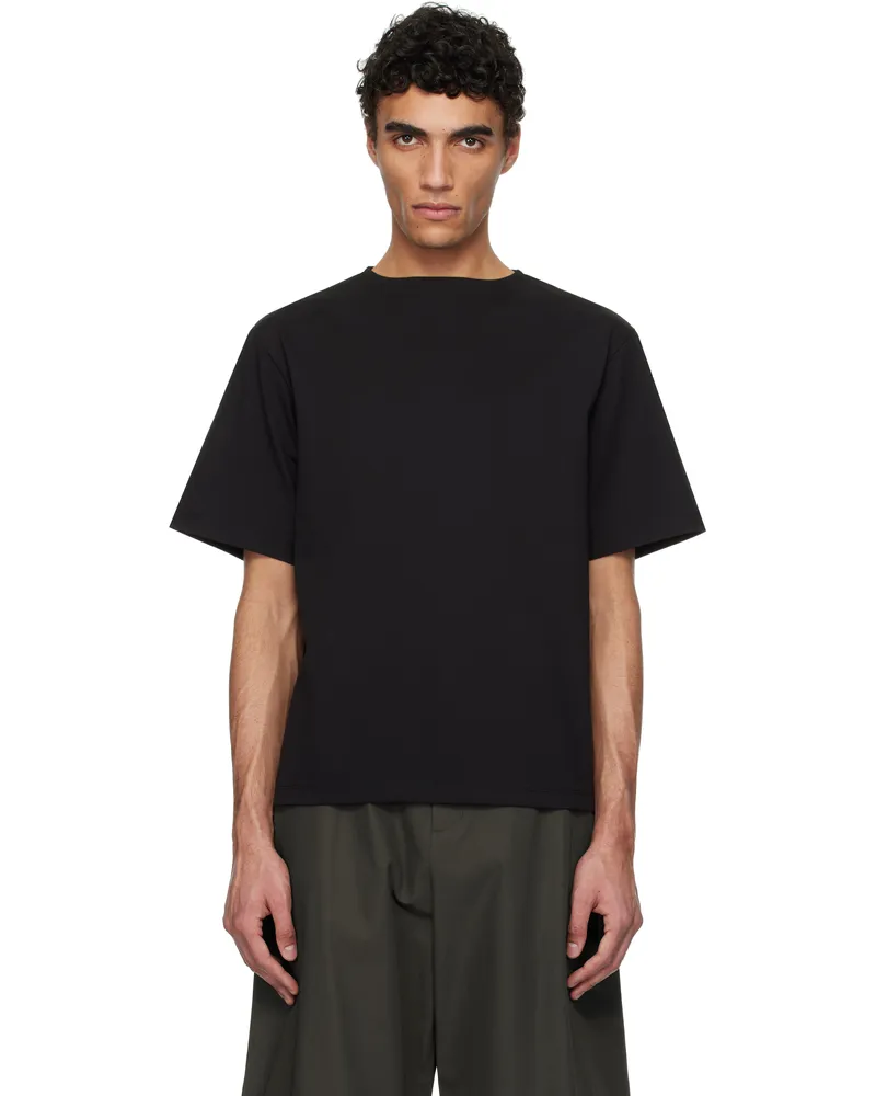 AMOMENTO Black Boat Neck T-shirt Black