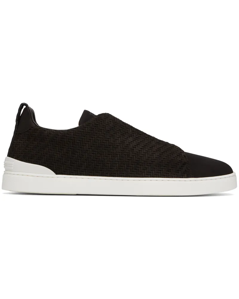 Ermenegildo Zegna Brown Triple Stitch Sneakers Cto