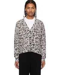 WE 11 DONE Gray & Brown Leopard Cardigan Grey