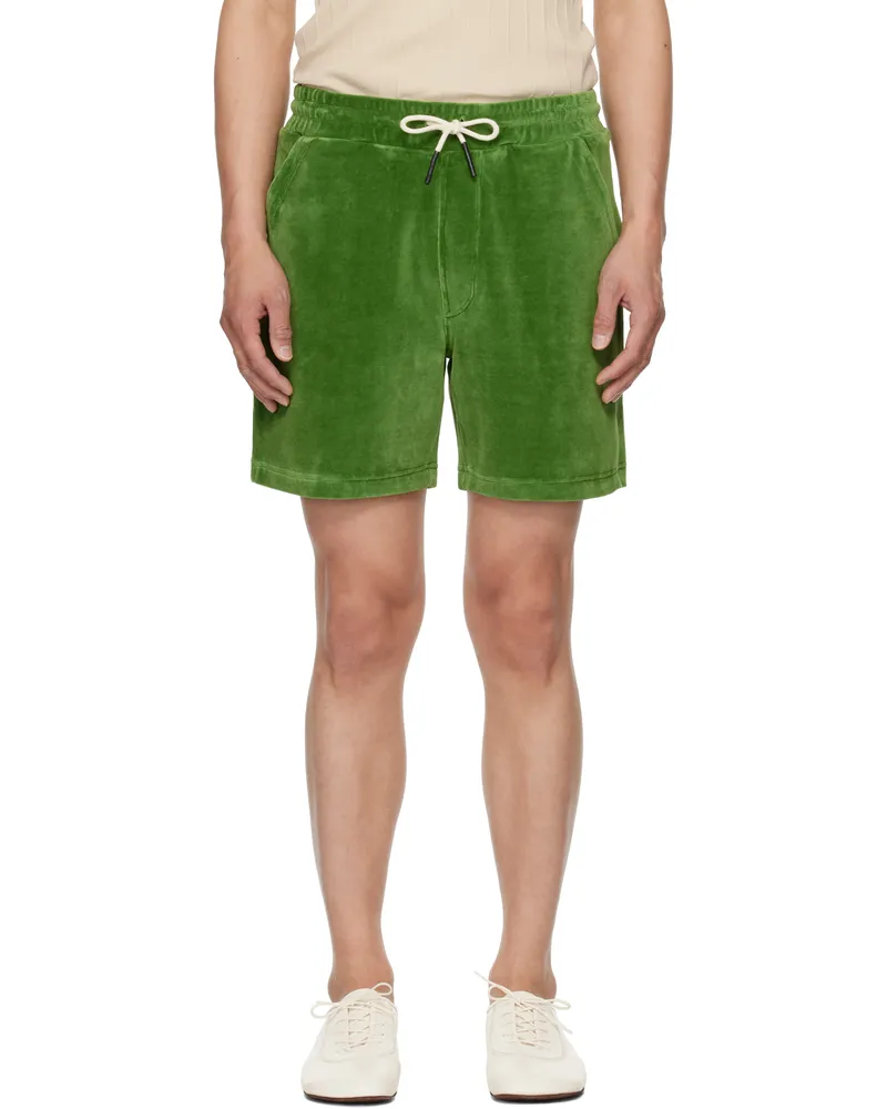 OAS Green Velour Shorts Green