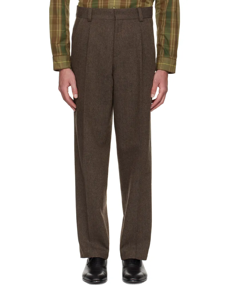 HUGO BOSS Brown Modern-Fit Wool Trousers 217-medium