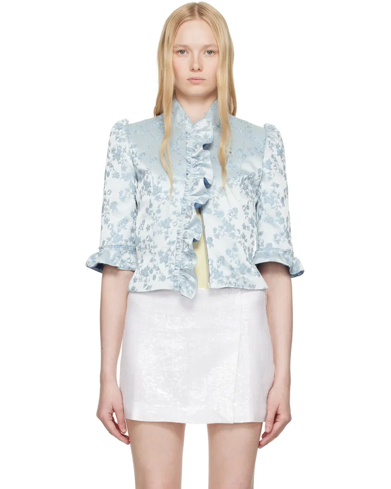 COPERNI Blue Jacquard Slim-Fit Pleated Jacket Blue