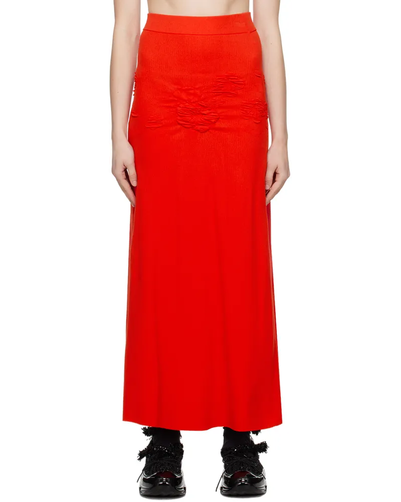 Cecilie Bahnsen Red Villa Midi Skirt Red