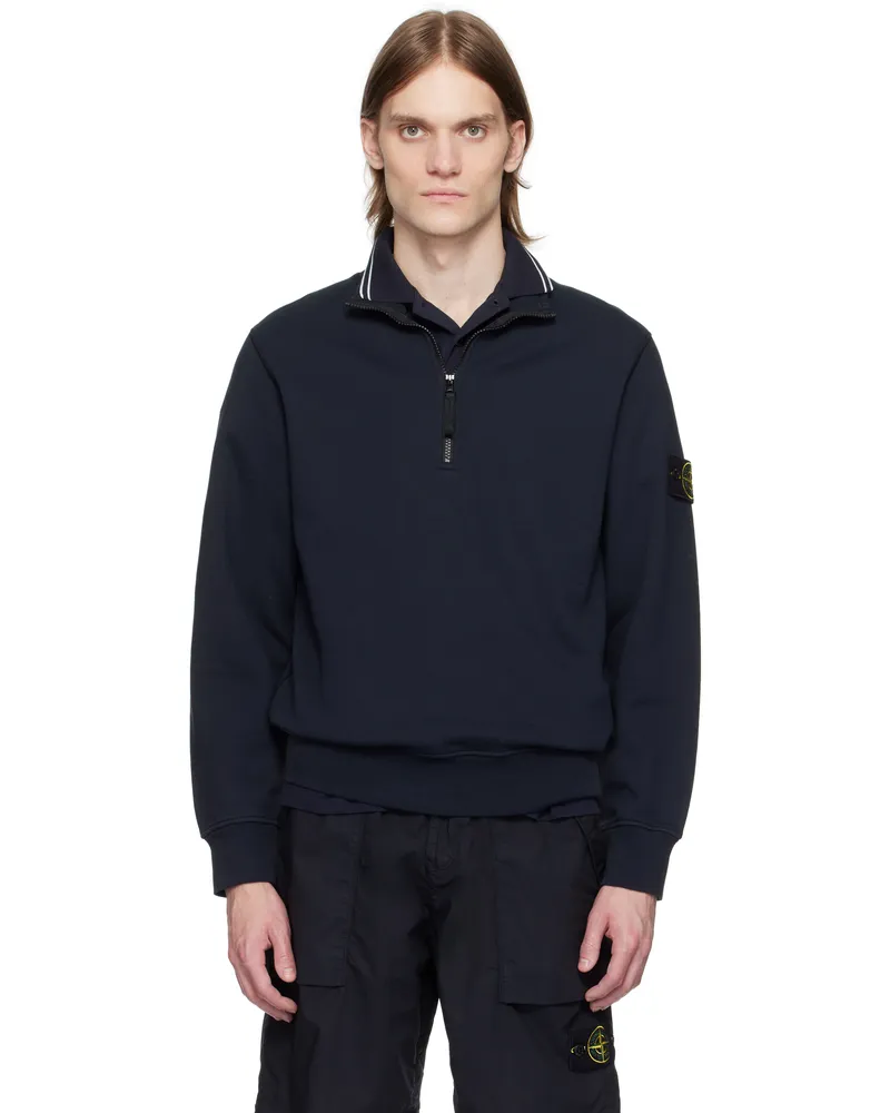 Stone Island Navy Organic Cotton Fleece Sweatshirt A0020