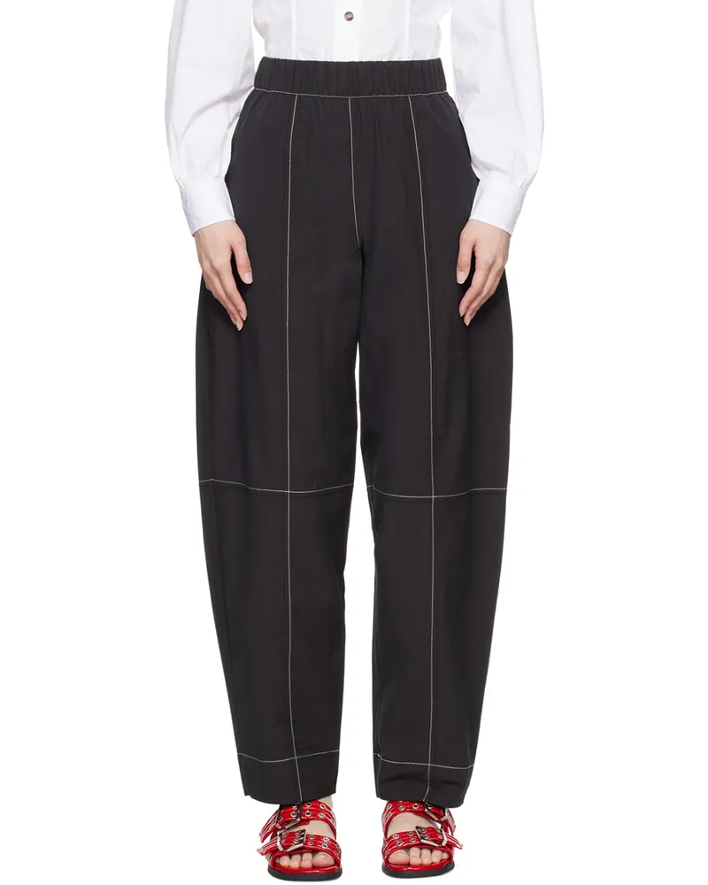 Ganni Black Elasticated Curve Trousers 099
