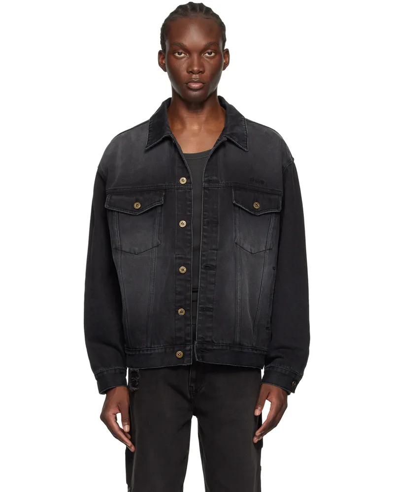 WE 11 DONE Black Faded Denim Jacket Black