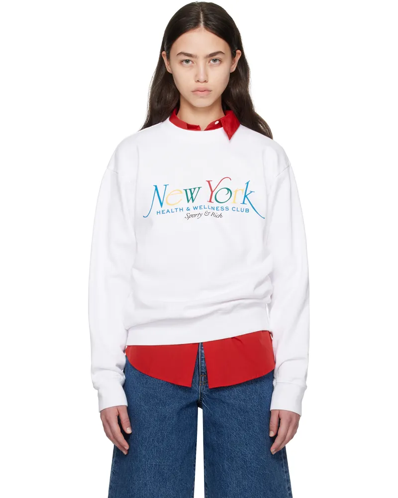 SPORTY & RICH White NY 94 Crewneck Sweatshirt 3935