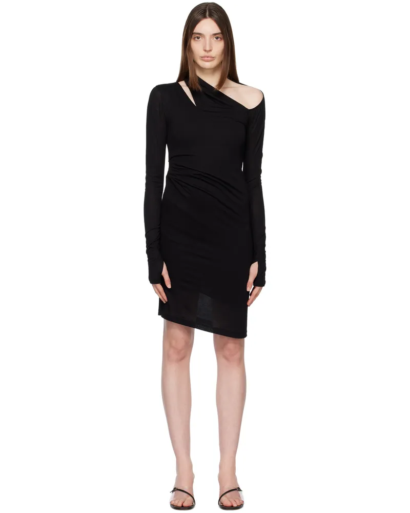 Helmut Lang Black Scala Midi Dress Basalt