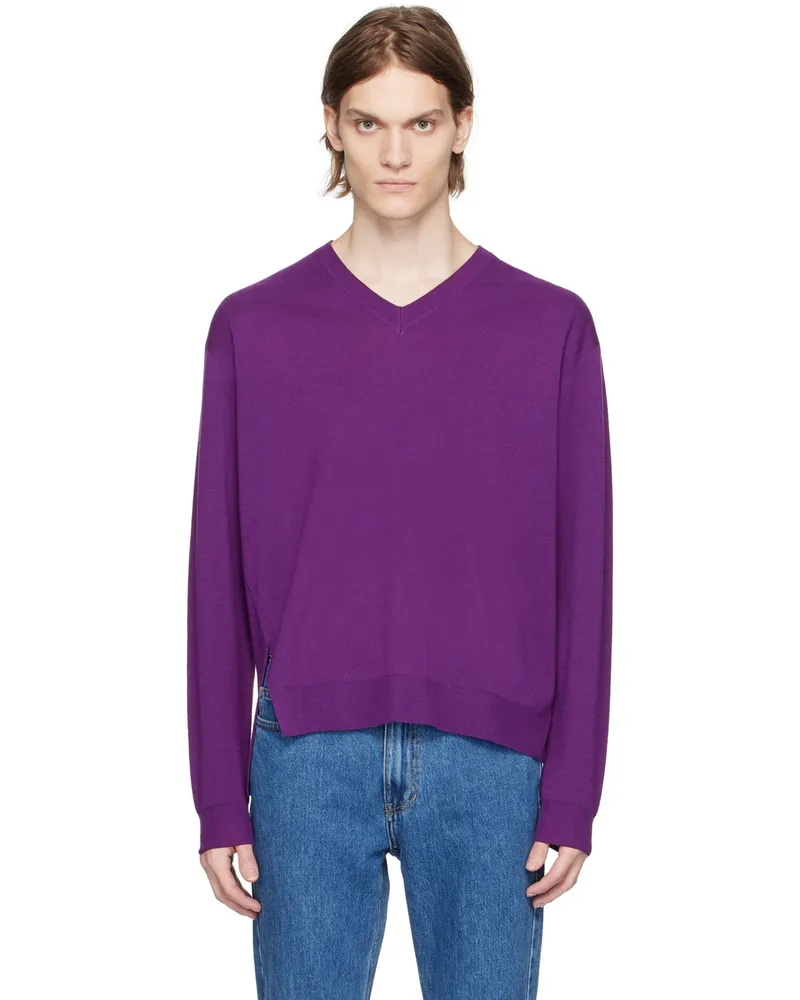 Wooyoungmi Purple V-Neck Sweater Violet