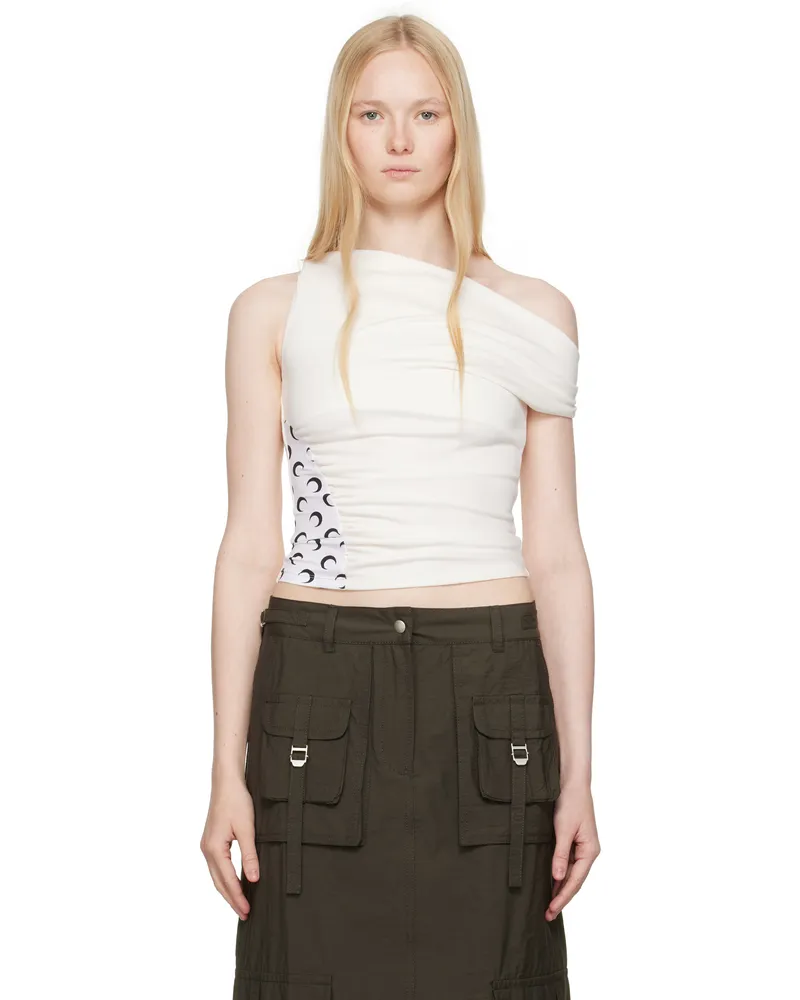 Marine Serre SSENSE Exclusive Off-White Soft Jersey Draped Top Wh00