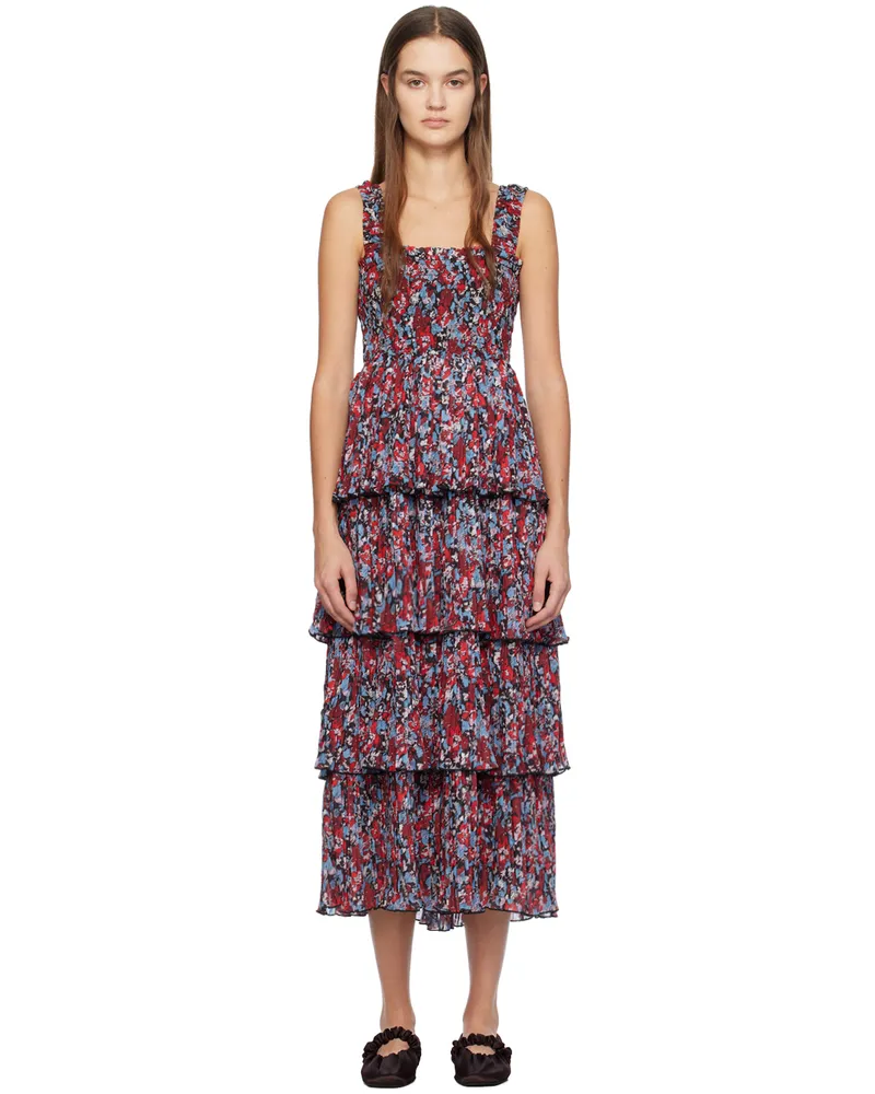 Ganni Multicolor Printed Midi Dress 472