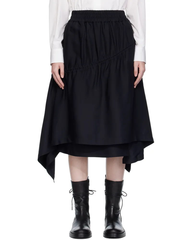 Y-3 Black Twill Midi Skirt Black