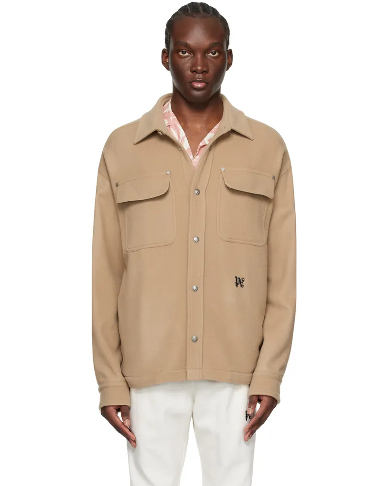 Palm Angels Beige Monogram Pockets Jacket Beige