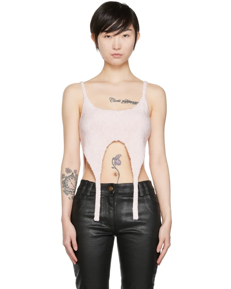 Balmain Pink Viscose Tank Top 4ao