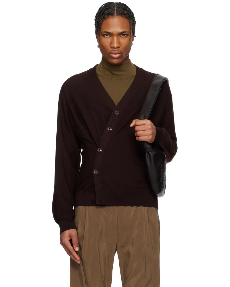 Christophe Lemaire Burgundy Relaxed Twisted Cardigan Pu870