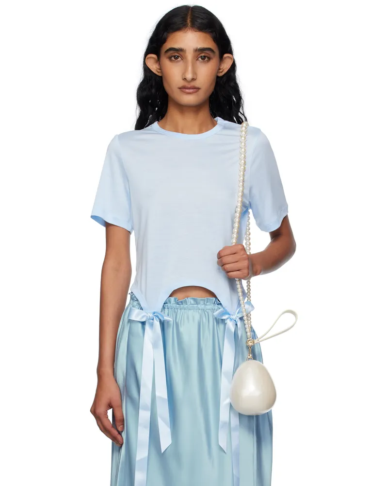 Simone Rocha SSENSE Exclusive Blue Bow Tail Easy T-shirt Baby