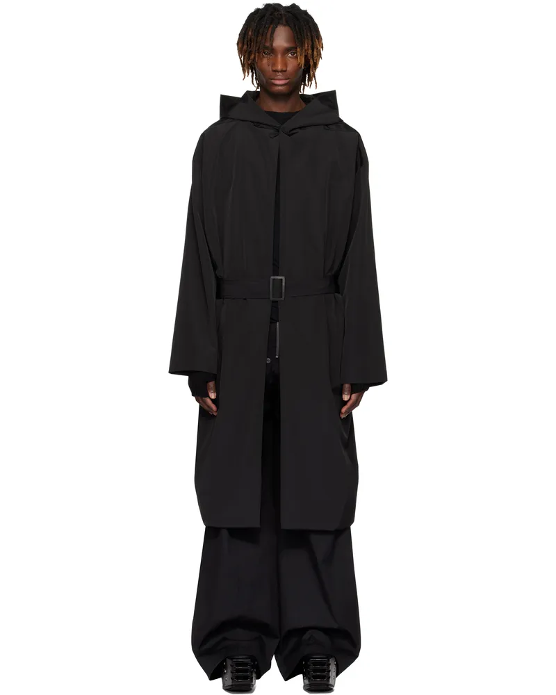 Rick Owens Black Hollywood Hooded Robe Coat 09