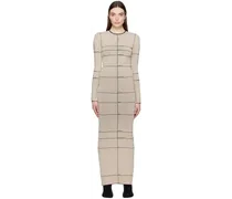 Beige Checked Maxi Dress