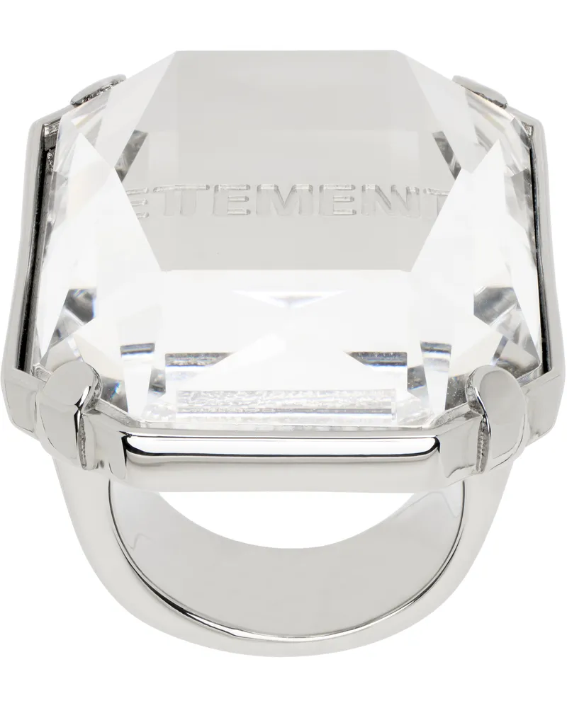 VETEMENTS Silver Baguette Crystal Ring Silver