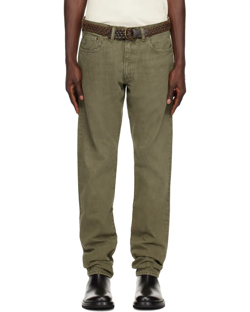 RRL Green Slim-Fit Jeans Olive