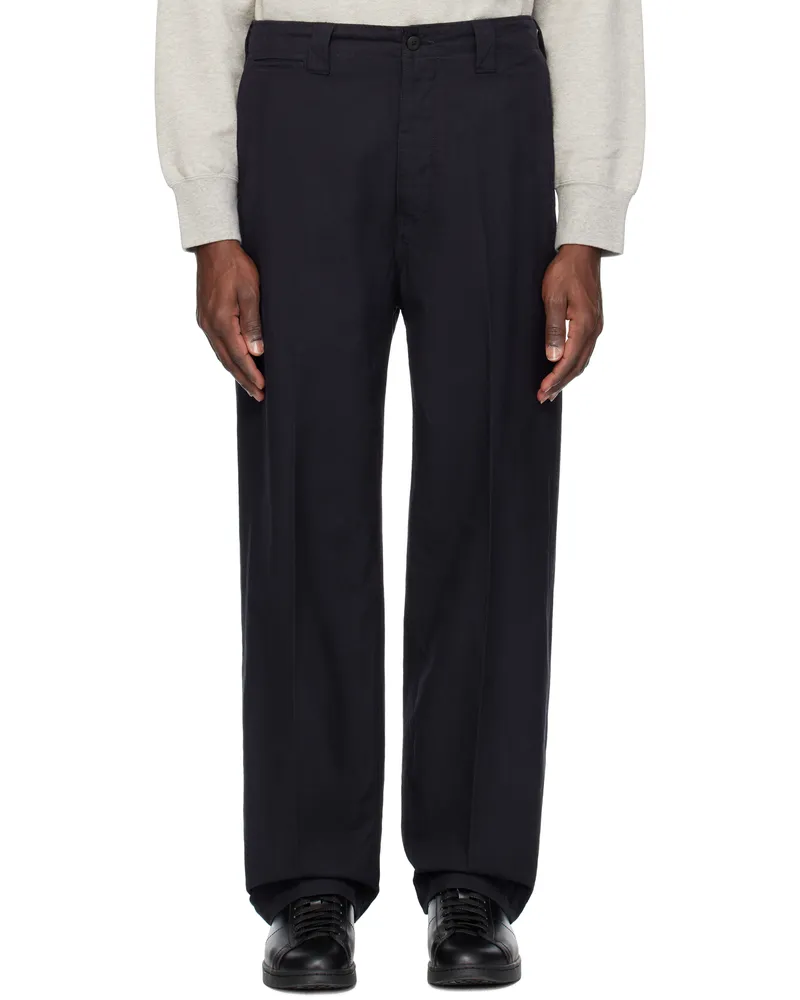 Visvim Navy Wide Chino Trousers Navy