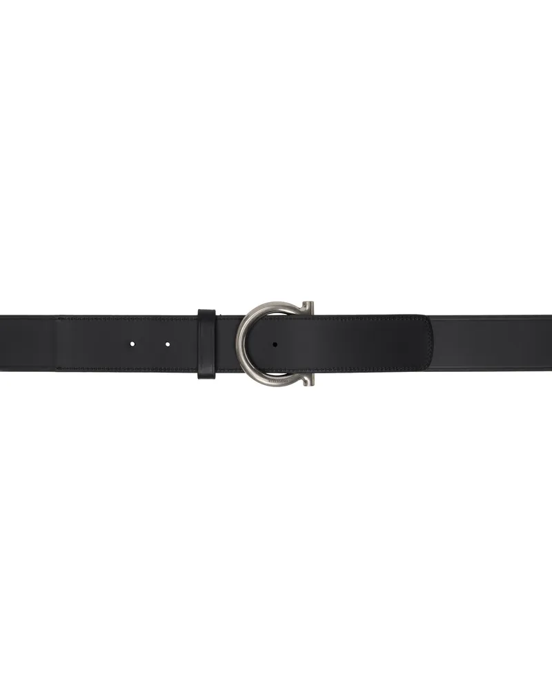 Ferragamo Black Fixed Gancini Buckle Belt Nero