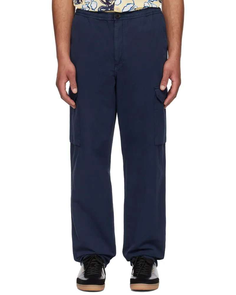 Paul Smith Navy Cotton-Linen Cargo Pants 47