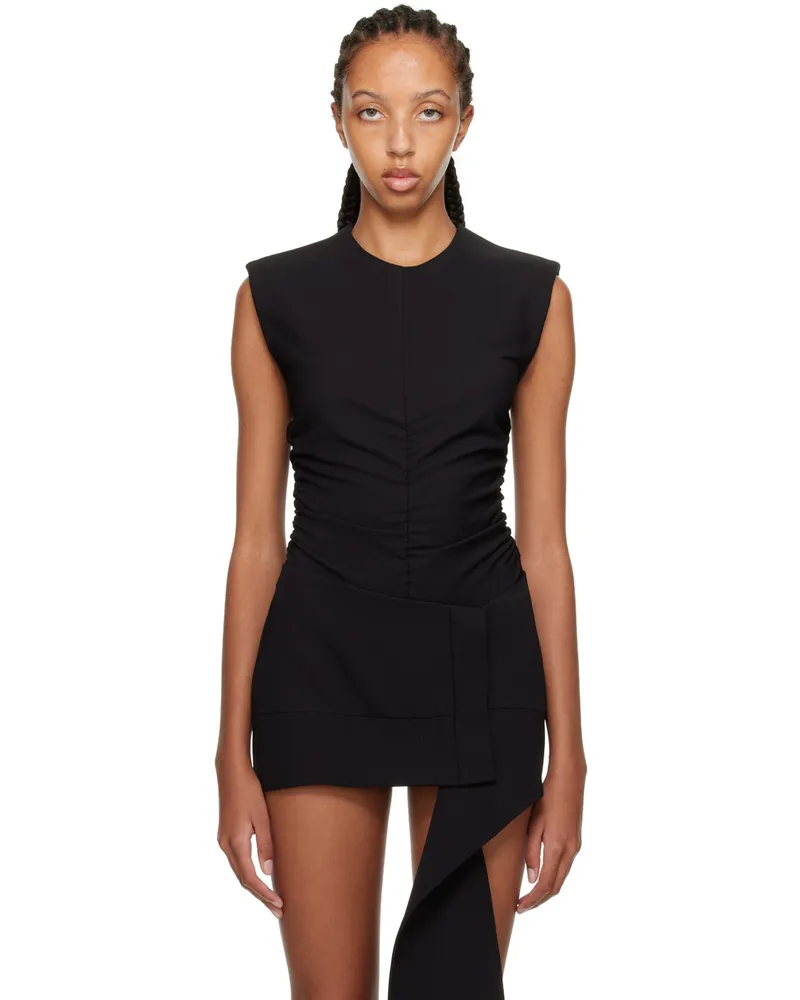 YUZEFI Black Ruched Bodysuit Black